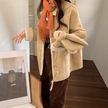 韩系双面穿皮毛一体羊羔毛外套女冬季新款宽松中长款麂皮绒大衣