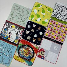 出口外贸全棉原单割绒印花拷边卡通精品小方巾手帕擦汗巾方巾