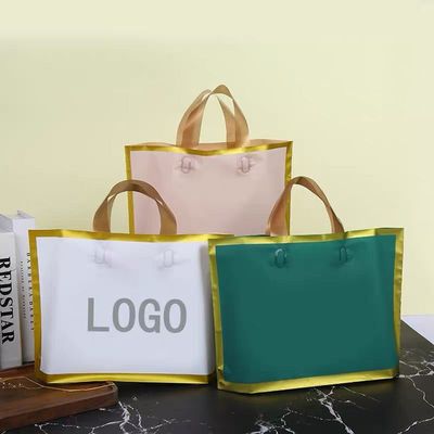 金边磨砂纯色手提塑料袋子定制做男女童装服装店包装化妆礼品购物|ru
