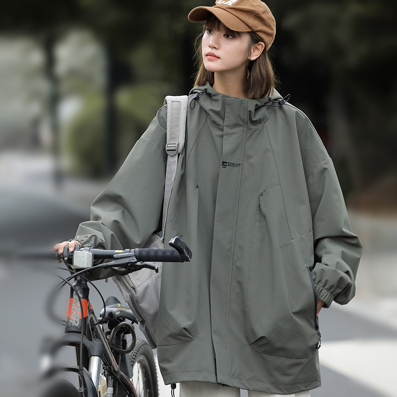 Spring and Autumn Mountain Waterproof Windproof Hooded Jacket Jacket Jacket for Men and Women Couple Casual All-match Outfit Fashionable Jacket