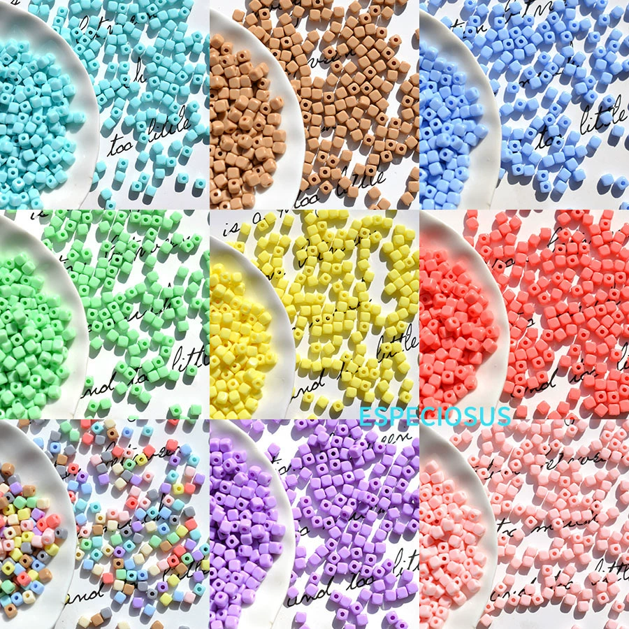 Square acrylic beads, accessory, accessories, beaded bracelet, necklace, 4mm, DIY