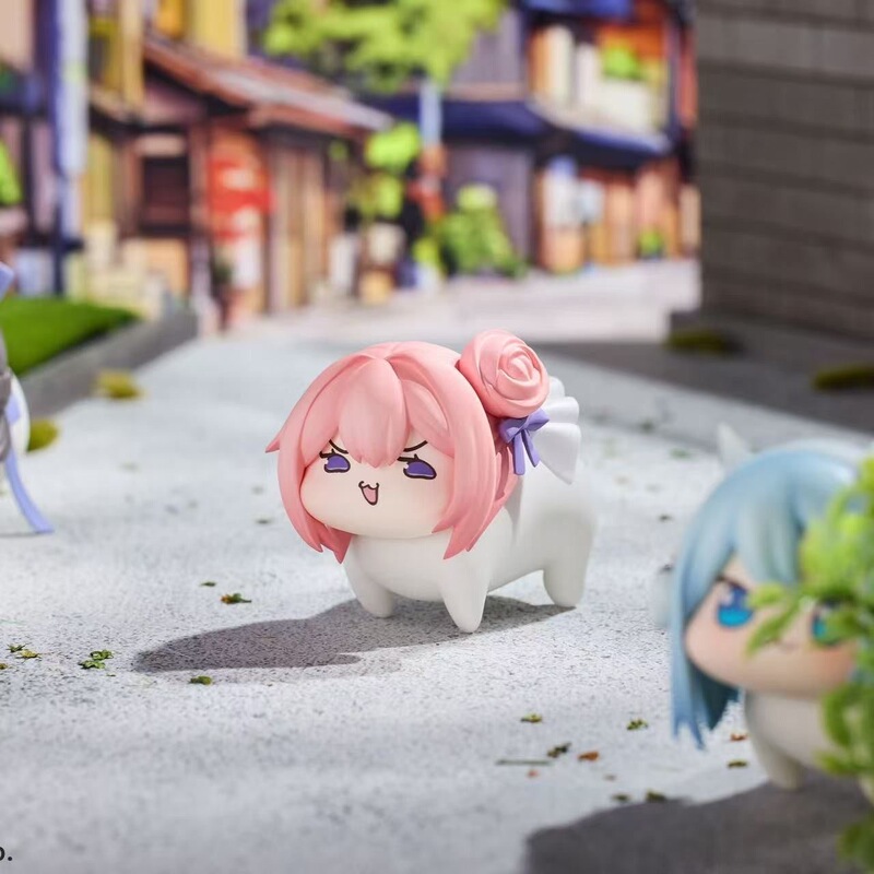 Dolo nike: 勝利の女神桃楽糸q版の手作りのピンクの犬のゲームの手作りのアニメの置物の公仔|undefined