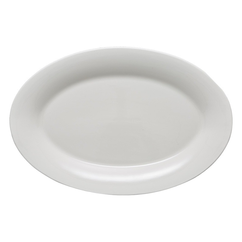Plato de pescado de cerámica blanca pura Plato de pescado de porcelana reforzada ovalada gruesa Plato de pescado de autoservicio de vajilla de hotel de uso diario