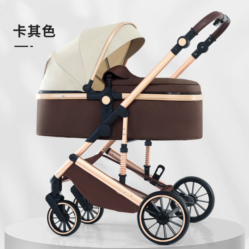 Personalizado alto paisaje cochecito de bebé se puede sentar y acostarse plegable cuatro estaciones cochecito de bebé universal cuatro ruedas antichoque coche bb