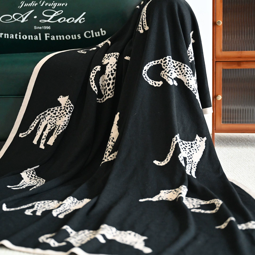 Плед A62 Leopard ABC в стиле легкой роскоши, скандинавский стиль, для кондиционера, для сна, для дивана, для кровати, винтажный авиационный вязаный плед