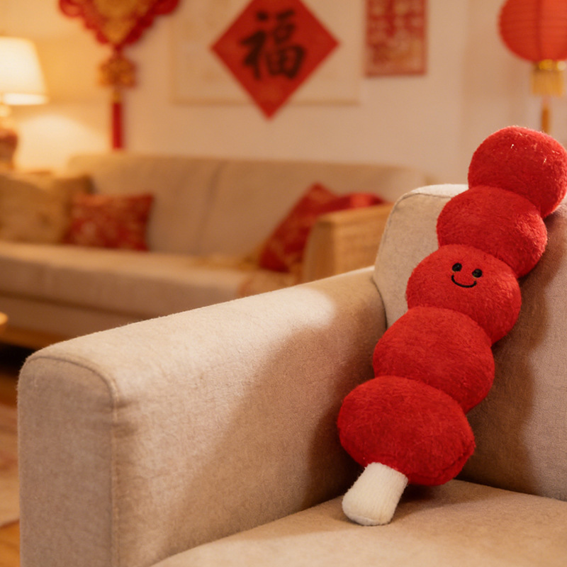 Chinese-style candied hawthorn plush pillow, home decor toy, living room sofa cushion, Children's Day gift wholesale