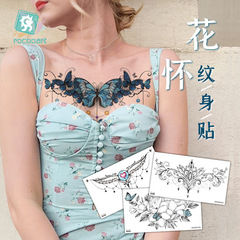 新款跨境貨源防水紋身貼胸口 鎖骨胸部性感花懷紋身貼紙 tattoo