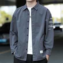 男士纯棉长袖衬衫休闲百搭上衣多口袋外套新款男式工装宽松衬衣男