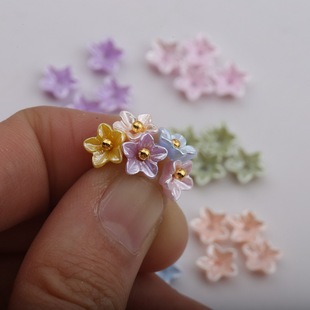About 7mm Pearlescent Resin Flower Five-petal Flower Mini Wrap Flower Earrings Bracelet Bracelet DIY Jewelry Accessories Material