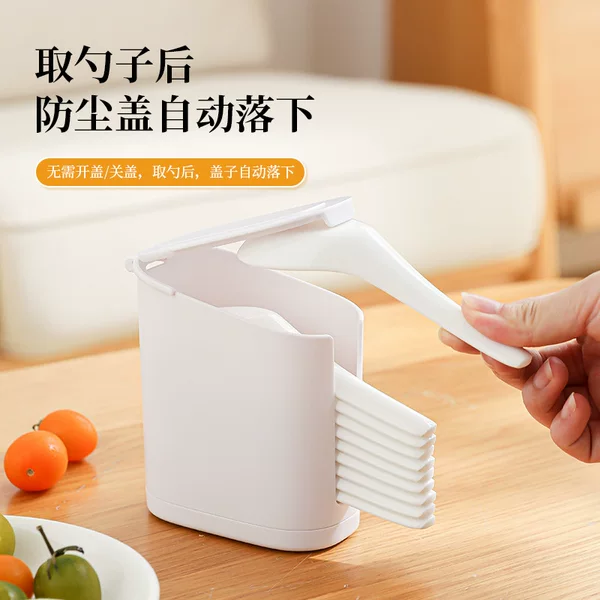 Spoon Draining Storage Box Desktop Spoon Organizer Box with Lid Dustproof Hotel Household Spoon Holder Spoon Container Draining Box