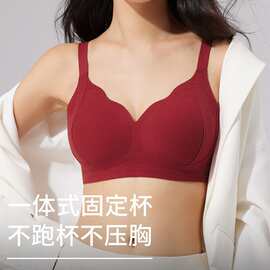 果冻提拉轻暖无痕内衣女秋冬固定杯舒适亲肤磨毛防下垂本命年文胸