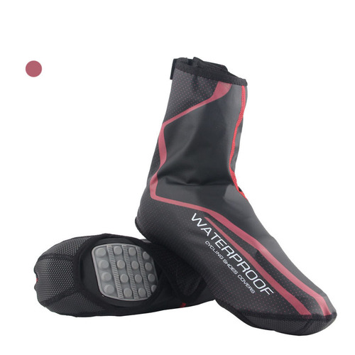 Cross-border PU plush windproof and waterproof shoe covers lock shoe covers winter warm fabric mountain bike riding waterproof shoe covers