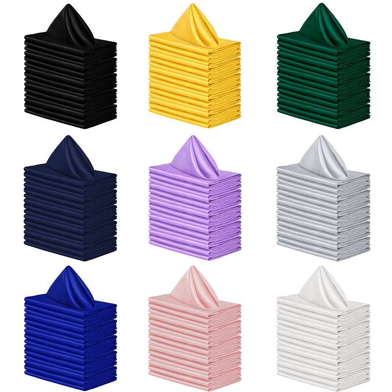 Square high-end hotel restaurant napkin cloth high density lock edge satin polyester segment cloth mouth cloth placemat Square high-end hotel restaurant napkin cloth high density lock edge satin polyester segment cloth mouth cloth placemat