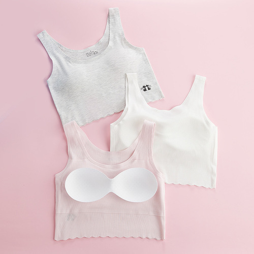 No Trace Girls' Underwear for Girls in Puberty 13-18 Years Old Middle School and High School Students Cotton Extended Version Vest Bra 