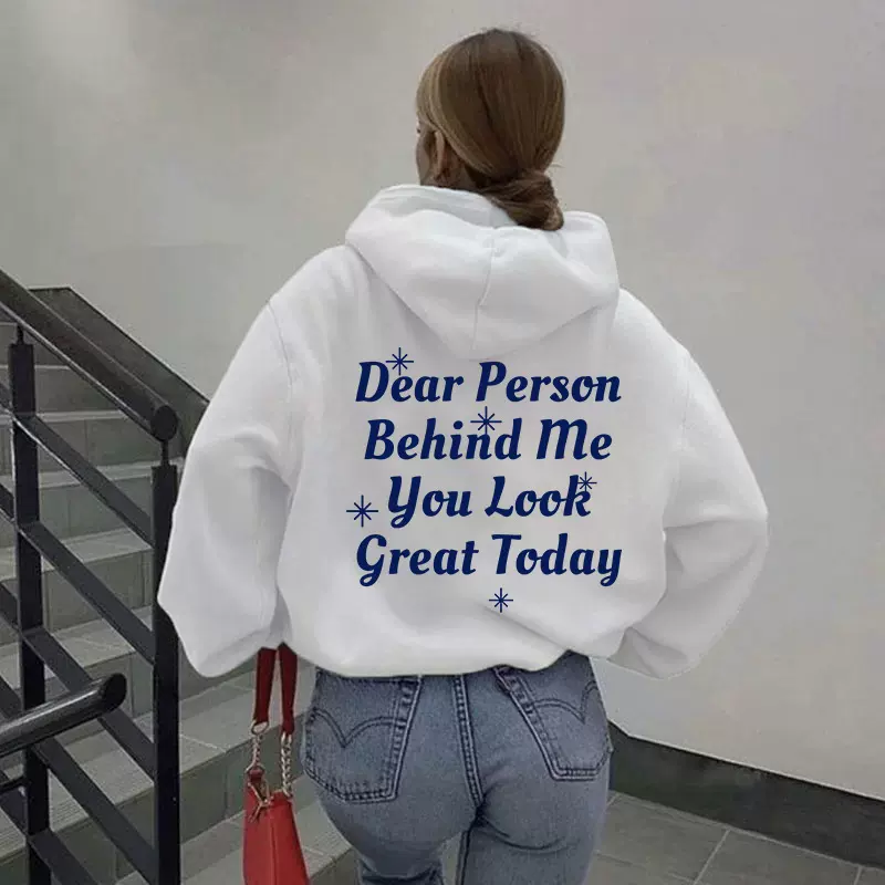 跨境外贸热卖款女式加绒卫衣素色字母印花袋鼠口袋抽绳印花连帽衫