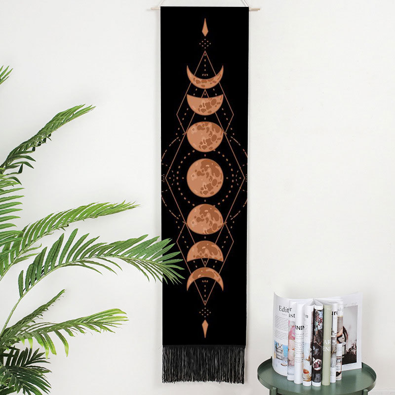 (2개) 국경 간 교수형 그림 달 변화 시리즈 벽걸이 담요 인쇄 홈 배경 장식 술 교수형 그림 거실 교수형 차축 그림