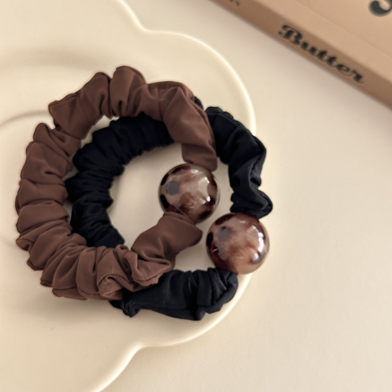 Corda per capelli elastica con pieghe a forma di palla leopardata in stile coreano, con elastico per capelli, per celebrità, accessori per capelli, per ragazze, N_voghion.com