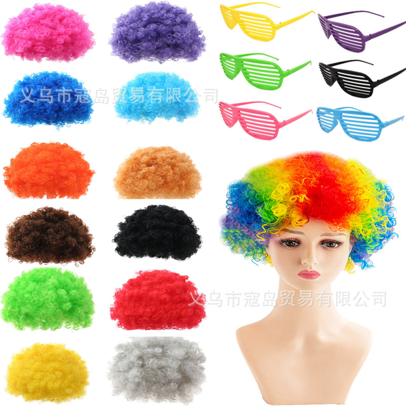 Peluca retro multicolor para Halloween discoteca cosplay y fiestas