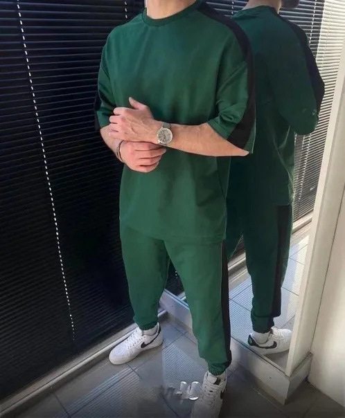 2024 nuevos hombres moda camiseta de manga corta pantalones otoño tendencia casual traje ME13 ML4