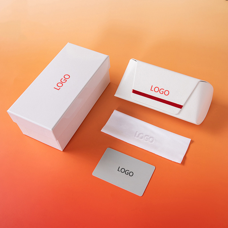 Fila Glasses Case Set, White, Simple, Korean Style, Fashionable Sunglasses, Optical Glasses Storage Box, Same Style for Men and Women