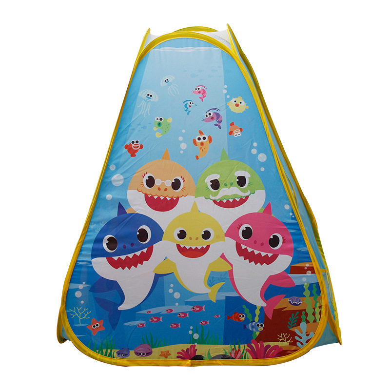 Inventario al por mayor nueva tienda de campaña triangular azul para niños impresa casa de juguetes jardín de infantes al aire libre tienda de campaña para niños