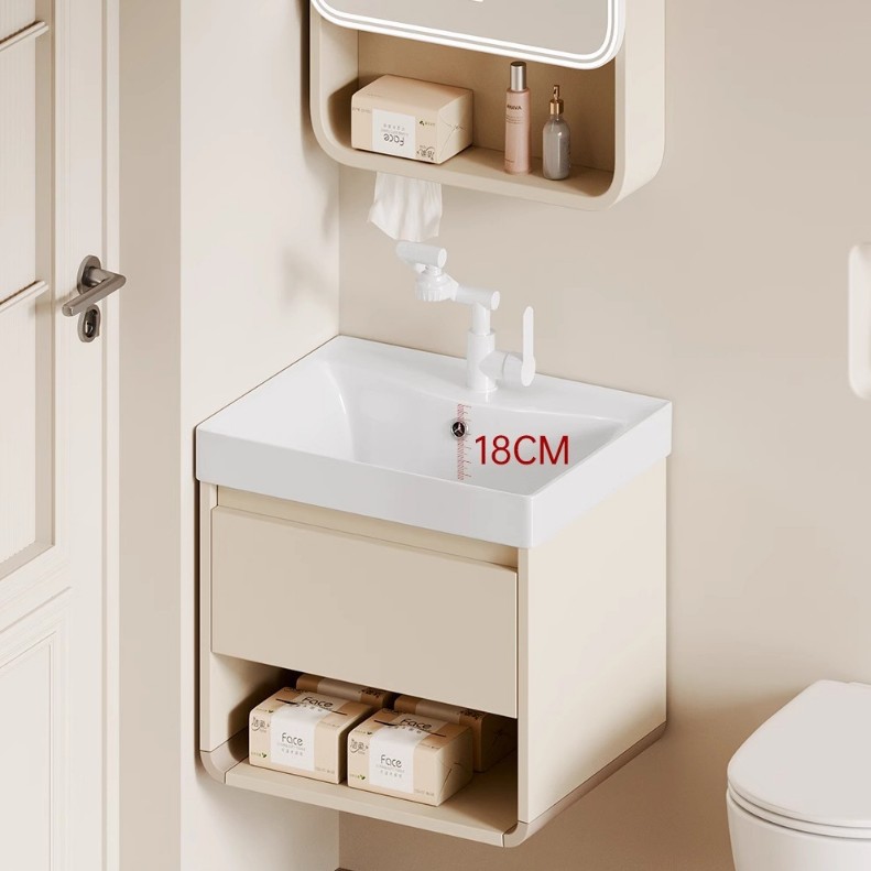 armario de baño de panal de aluminio arqueado combinación de baños de tipo pequeño hogar tipo pared colgante lavabo armario con espejo lavabo