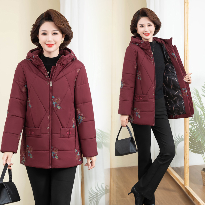 Madre de mediana edad, chaqueta de algodón de invierno, chaqueta de algodón de mediana edad, 2024, nueva abuela de mediana edad, chaqueta de algodón de invierno