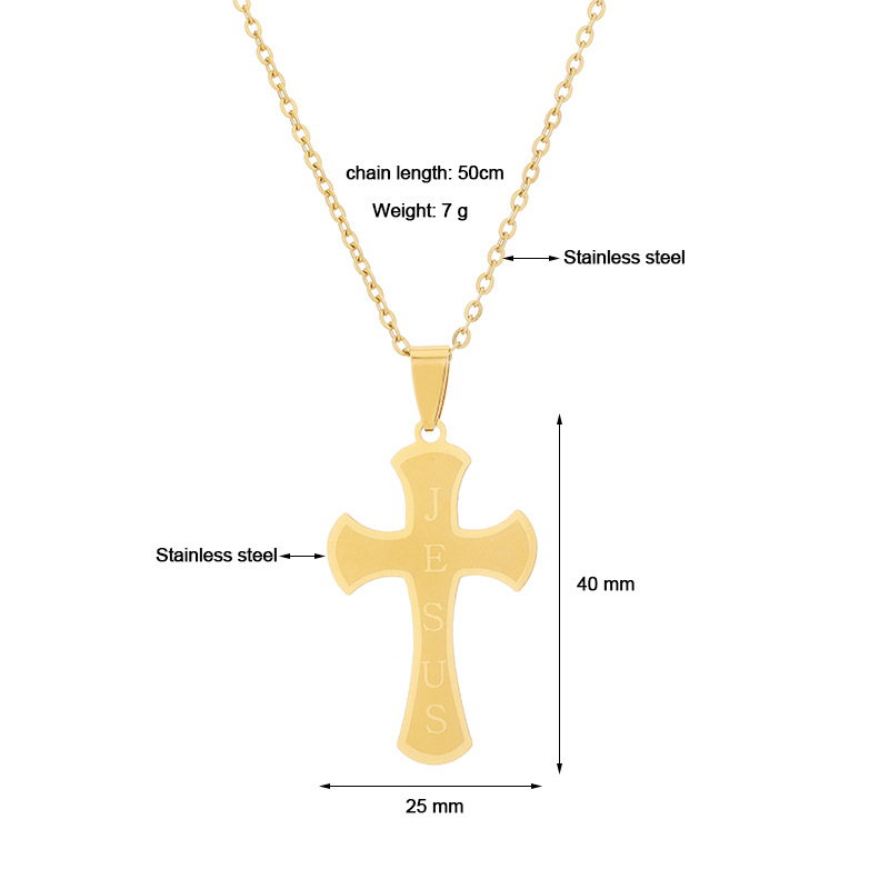 Stainless Steel 18K Gold Plated Casual Simple Style Plating Hollow Out Cross Letter None Pendant Necklace Long Necklace display picture 1