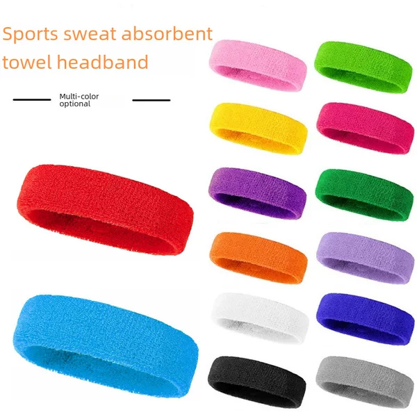Cross-border sports towel headband sweat-absorbent basketball headband terry hair band knitted turban elastic headband