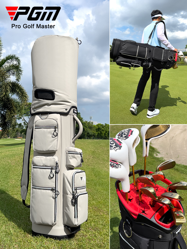 Túi đựng gậy golf PGM nam có giá đỡ cố định, nhẹ, tiêu chuẩn du lịch 128x28x30 cm — QB166-Đen [câu lạc bộ có thể được cố định], QB166-Kaki [gậy có thể cố định]