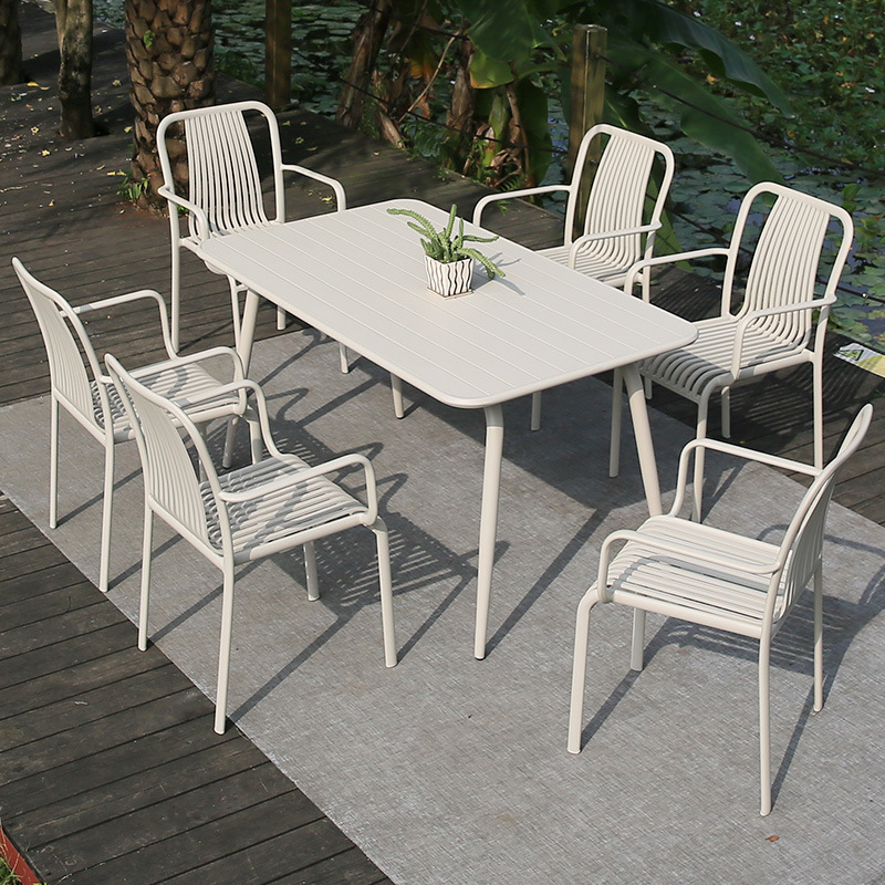 Combinación de mesa y silla al aire libre jardín al aire libre cafetería al aire libre colorido Patio de aluminio al aire libre ocio balcón pequeña mesa y silla image 14