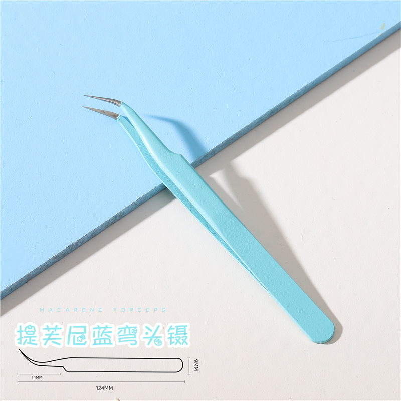 Herramientas de uñas codo pinzas rectas macaron color Antiestático de precisión mano cuenta pinzas de taladro herramienta clip