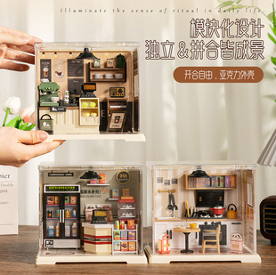 Cross-Border Wholesale Healing Handmade DIY Cabin Assembled Miniature Scene Toy Material Package Creative Ornament Gift