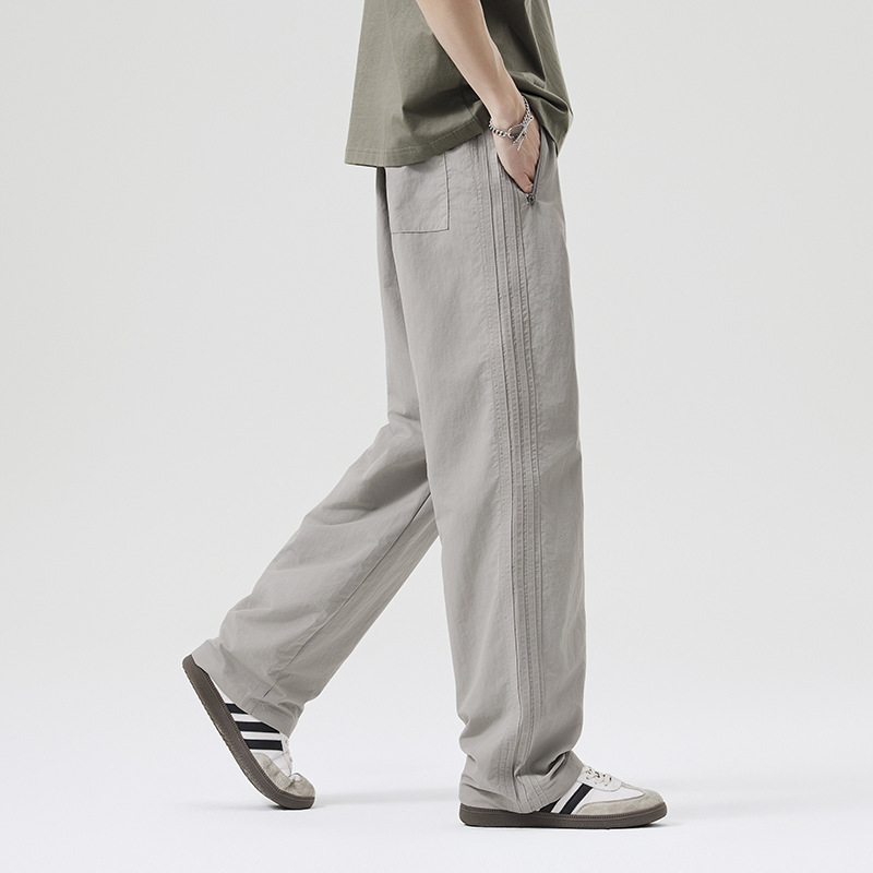 2025 Spring and Summer Trendy Retro Ming Line Men's Casual Pants Thin Loose Straight Quick-drying Pants All-match Sports 2025 Spring and Summer Trendy Retro Ming Line Men's Casual Pants Thin Loose Straight Quick-drying Pants All-match Sports