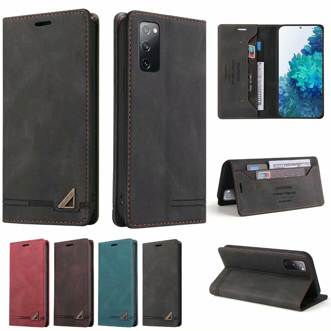 适用OPPO Realme9i肤感对吸皮套VIVO Y21翻盖手机套A57插卡保护套