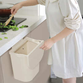 厨房壁挂式垃圾桶塑料垃圾桶家用高颜值卫生间浴室带盖悬挂式翻盖