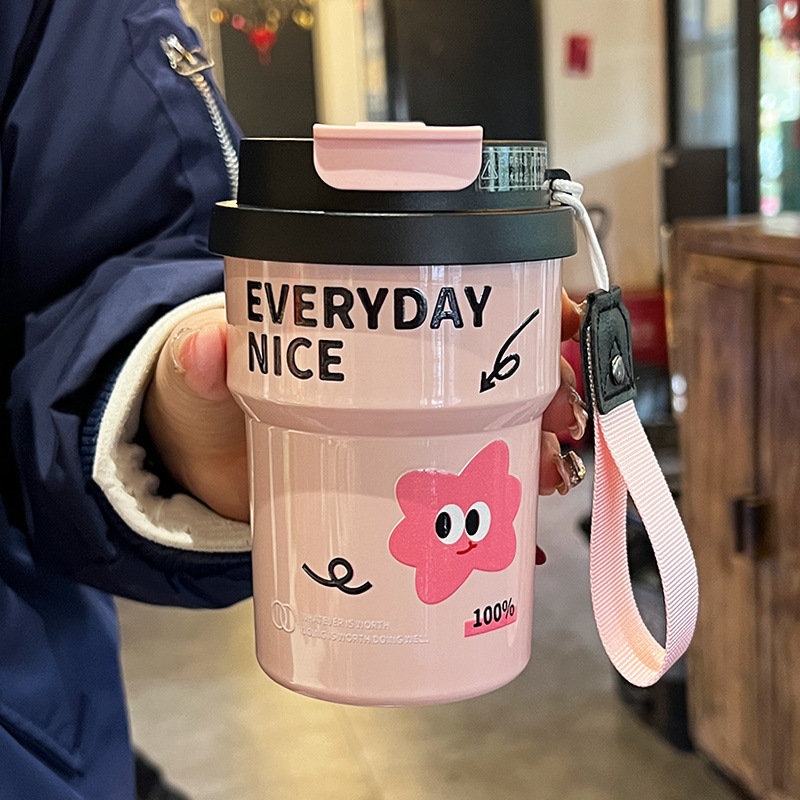 高品質コーヒーカップ 316 ステンレス鋼魔法瓶カップライト高級ハイエンド漫画かわいい魔法瓶カップカスタマイズ|undefined