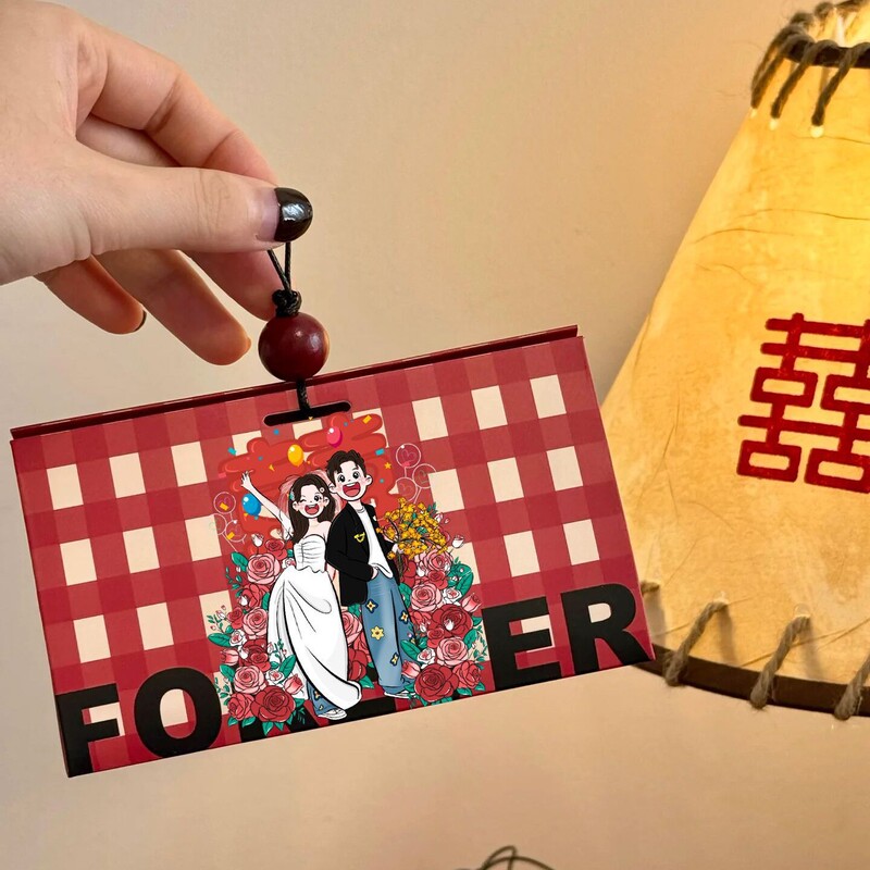 ネット赤手描きイラスト漫画手提げケースかわいい結婚喜糖箱結婚式婚約領収書喜糖箱テーブル糖箱|undefined