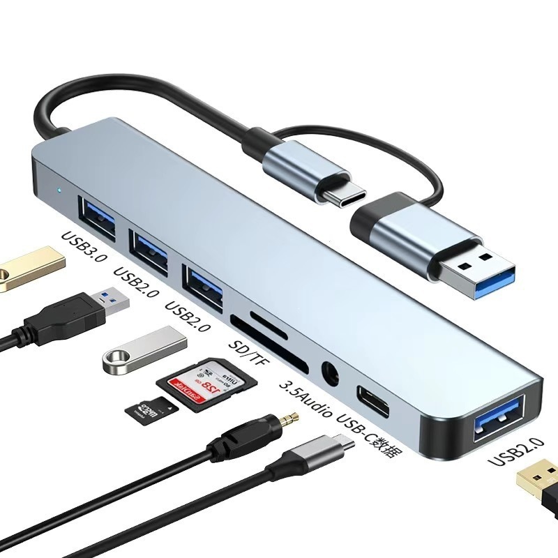 Ocho en uno tipo-c docking multifunción divisor de línea para puerto de red de computadora móvil HDMI hub USB docking image 21