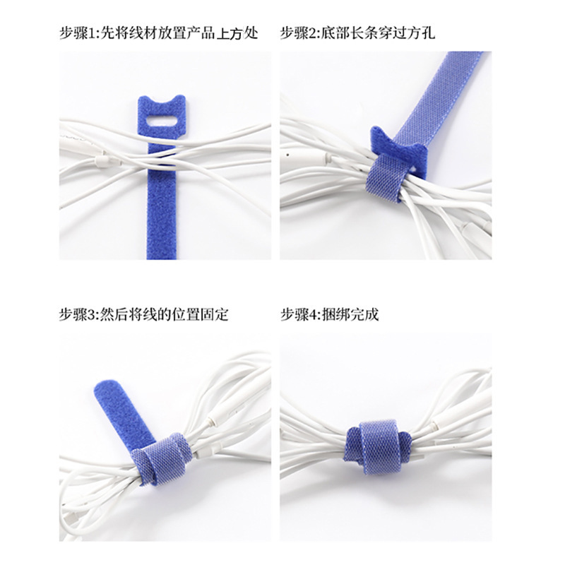 Venta al por mayor cabeza de gato Velcro auricular cable de carga correa de almacenamiento espalda con espalda cable de datos autoadhesivo cinta de velcro