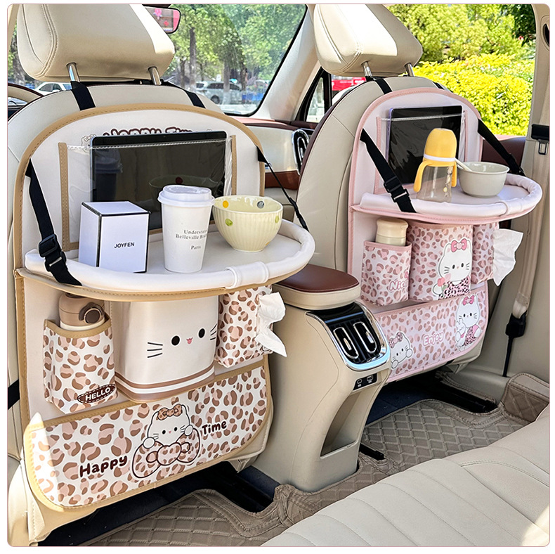 Car Seat Back Storage Bag Creative Multifunctional Table-Style Car Storage Bag Cute Cat Storage Hanging Bag