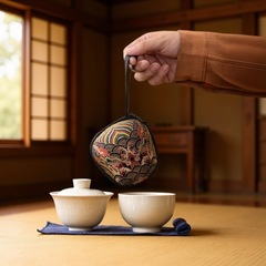 森之痕草木灰复古陶瓷茶杯一人饮工夫茶宛旅行茶具文创织锦便携包