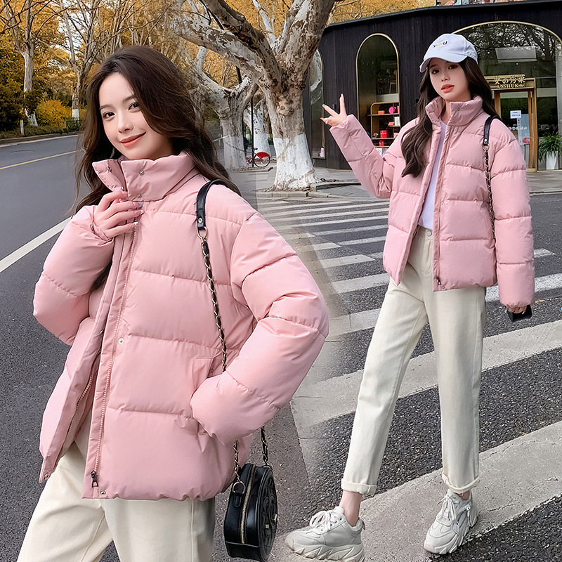 Women's Down Coat Winter Cotton Jacket Standing Collar Loose Fit_voghion.com