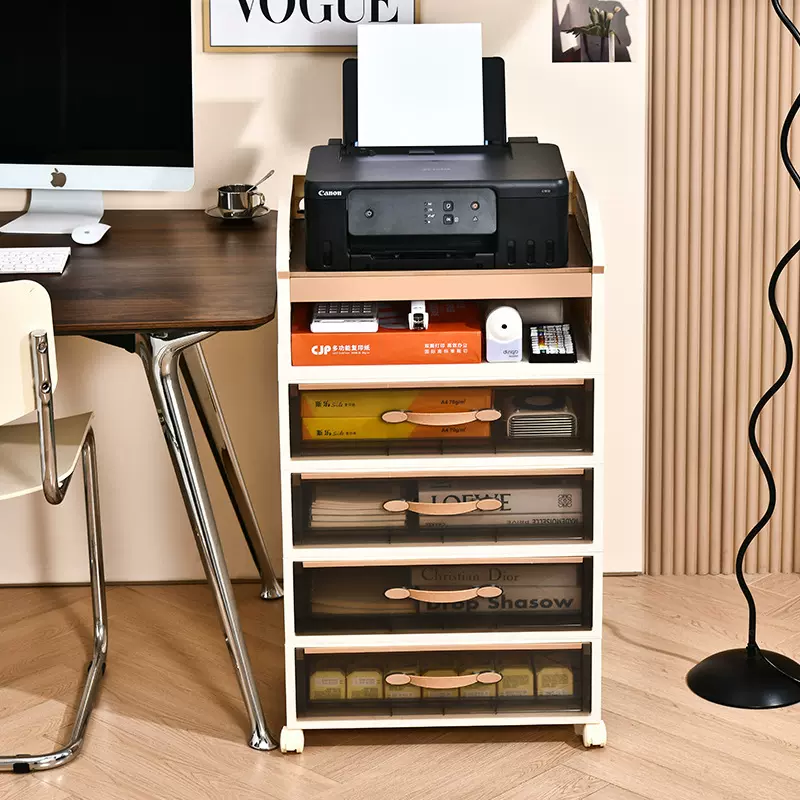 打印机置物架工位落地多层收纳柜办公室桌面可移动家用复印机支架