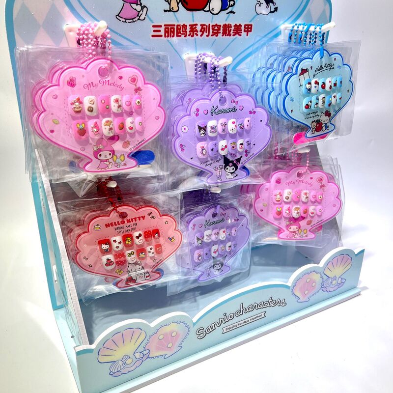 Authentic Sanrio Kuromi Wearable Nail Stickers for Children, Removable Nail Patches, My Melody, Hello Kitty Nails Authentic Sanrio Kuromi Wearable Nail Stickers for Children, Removable Nail Patches, My Melody, Hello Kitty Nails