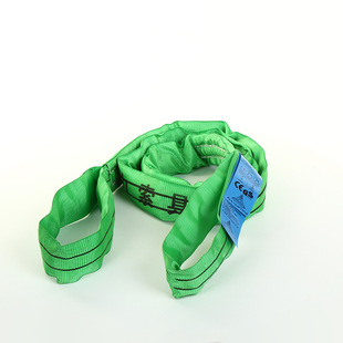 2T flexible sling industrial green double-button ring lifting belt 5 tons high-strength polyester lifting bag factory wholesale