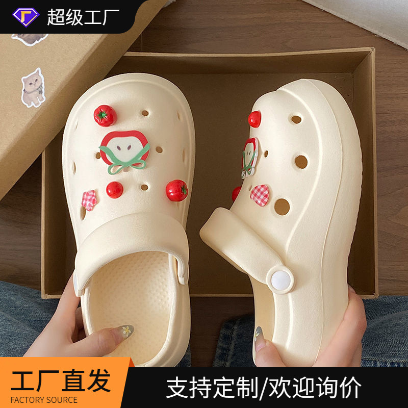 Summer New Cute Tomato Eva Soft-Soled All-In-One Clogs for Women to Wear Outside, Comfortable Work Clothing Non-Slip Toe Shoes