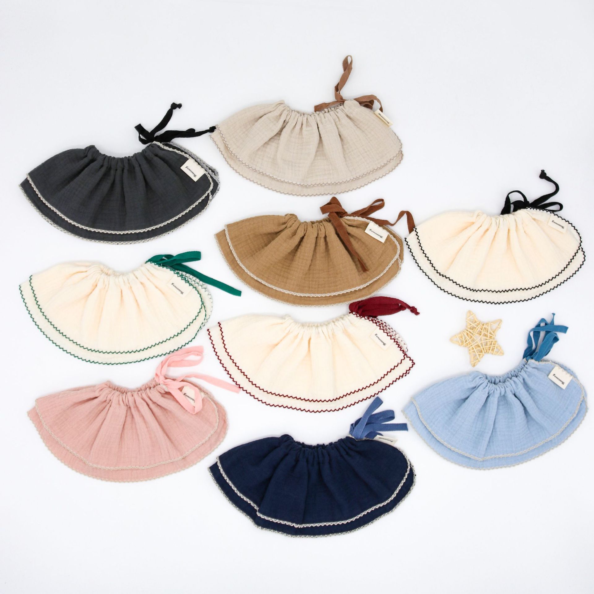 saliva towel baby gauze pure cotton category a autumn and winter ins style bib lace-up baby double-sided korean style one-year-old