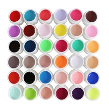 跨境美甲36色UV光疗胶彩胶纯色实色亮片闪片凝胶彩绘胶甲油胶套装