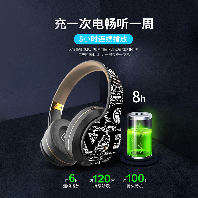 EL-B1涂鴉頭戴式藍牙耳機5.0無線運動音樂游戲耳麥私模工廠亞馬遜